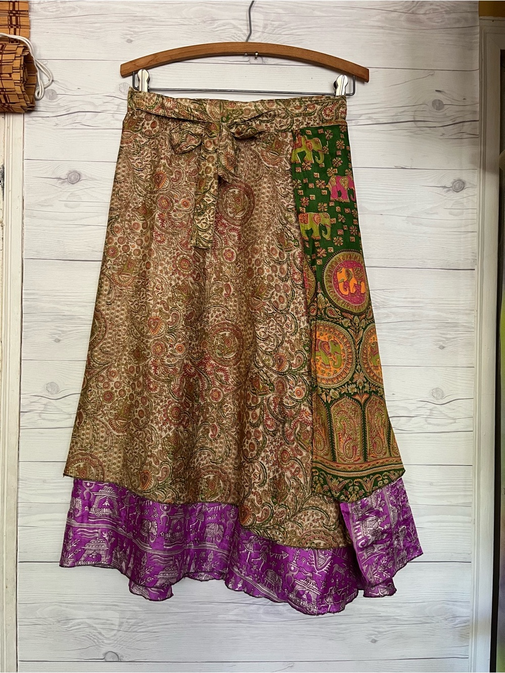 I love it India Wrap Sarong Layer 100% Silk Skirt One Size